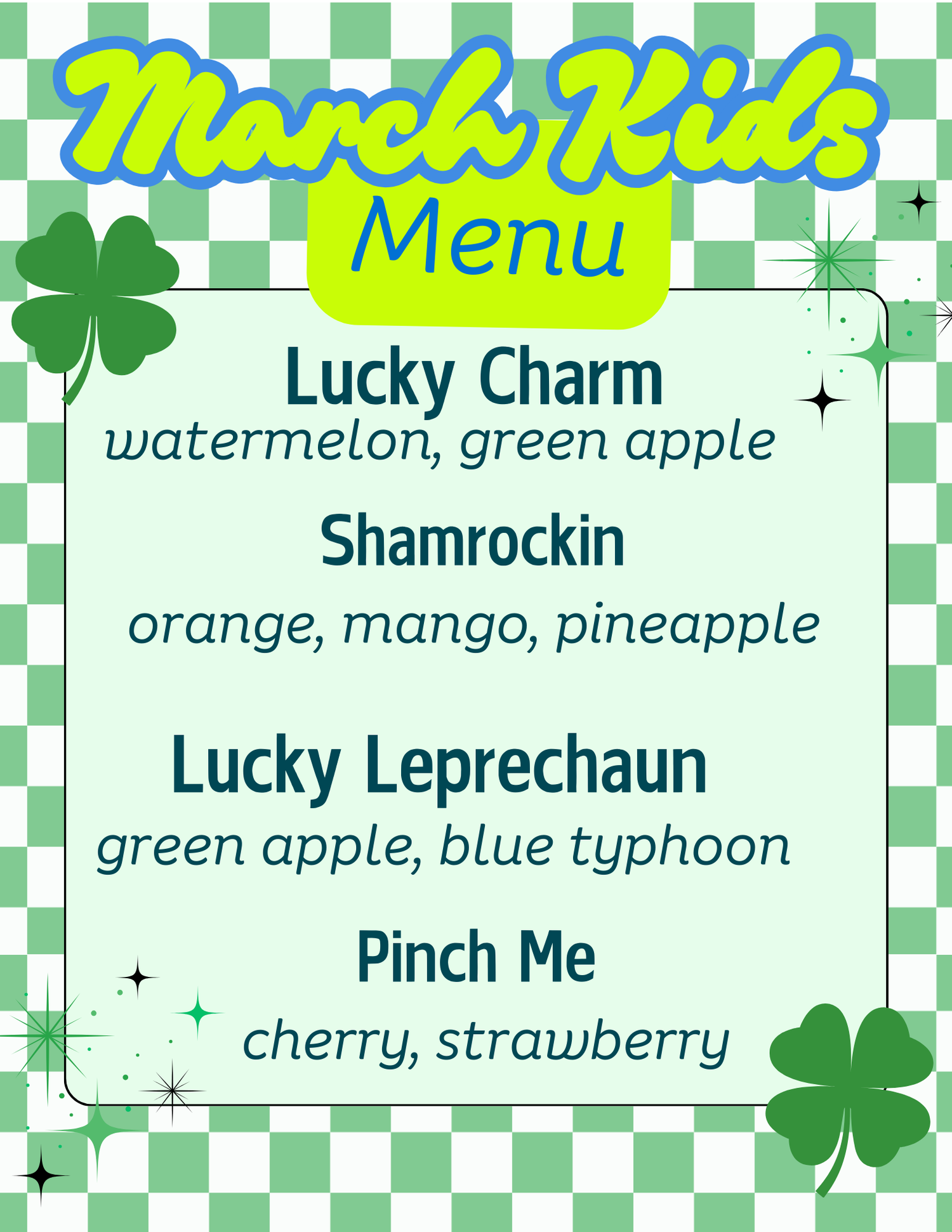 March Kids Menu